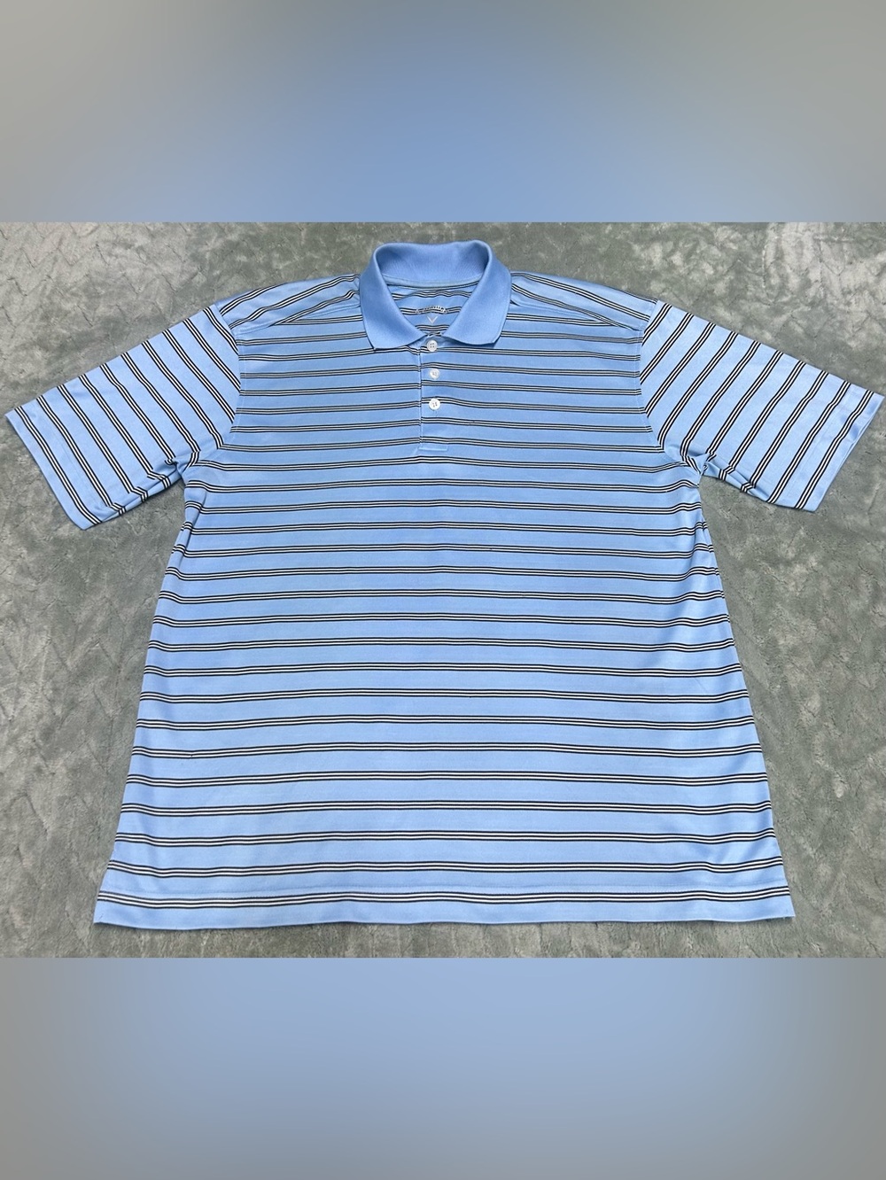 Callaway Golf Light Blue Striped Short Sleeve Polo Shirt Micro Polyester Men’s L